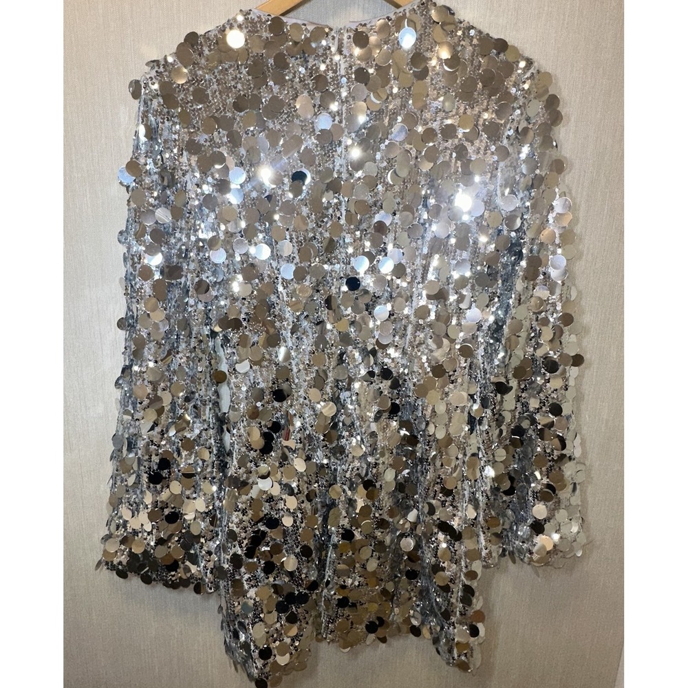 New 12th Tribe Pippa Silver Payette Long Sleeve Mini Dress S - Picture 11 of 12